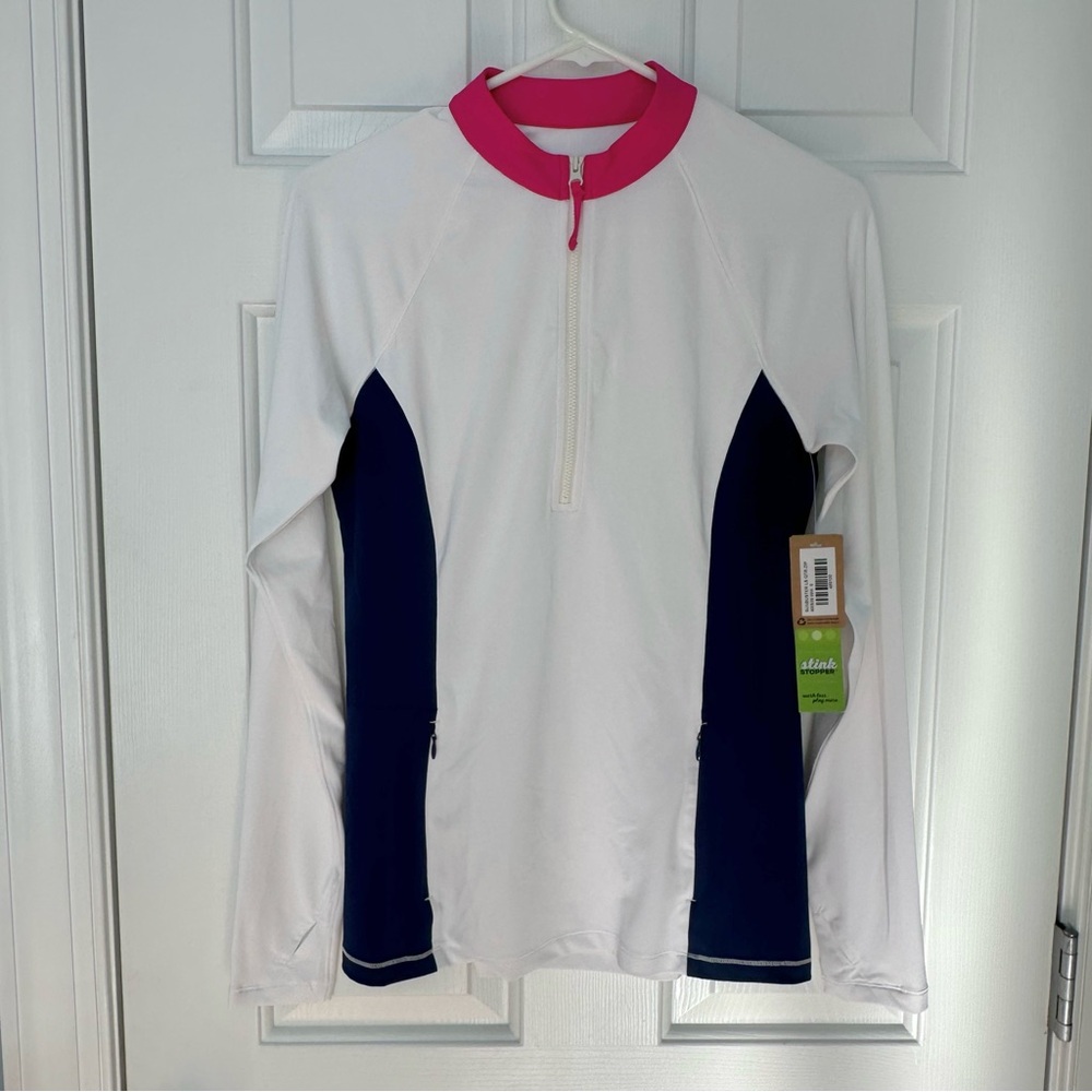 NWT Title Nine Womens Long Sleeve Sunbuster Shirt 1/4 Zip Rash Guard White Sz XS